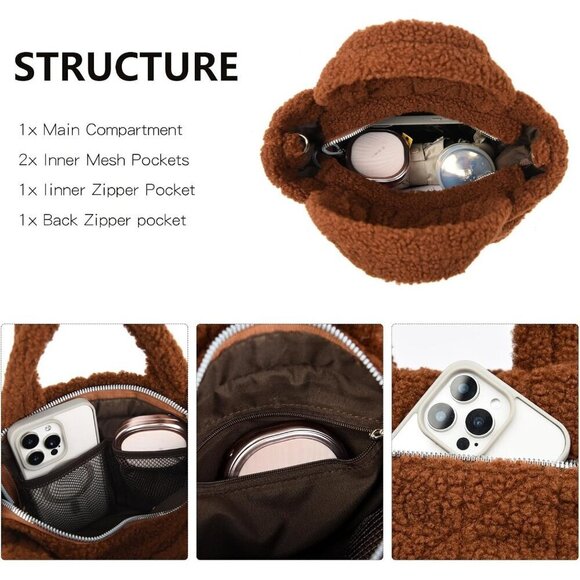 ✨ Myhozee Crossbody Bags Women White Small Sherpa Flurry Quilted Winter Handbags - Picture 3 of 6